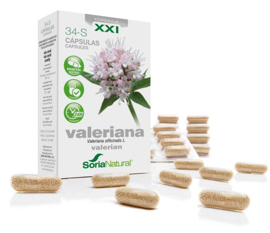 34-S Valeriana XXI: valeriaan 300 mg van Soria Natural :30 capsules